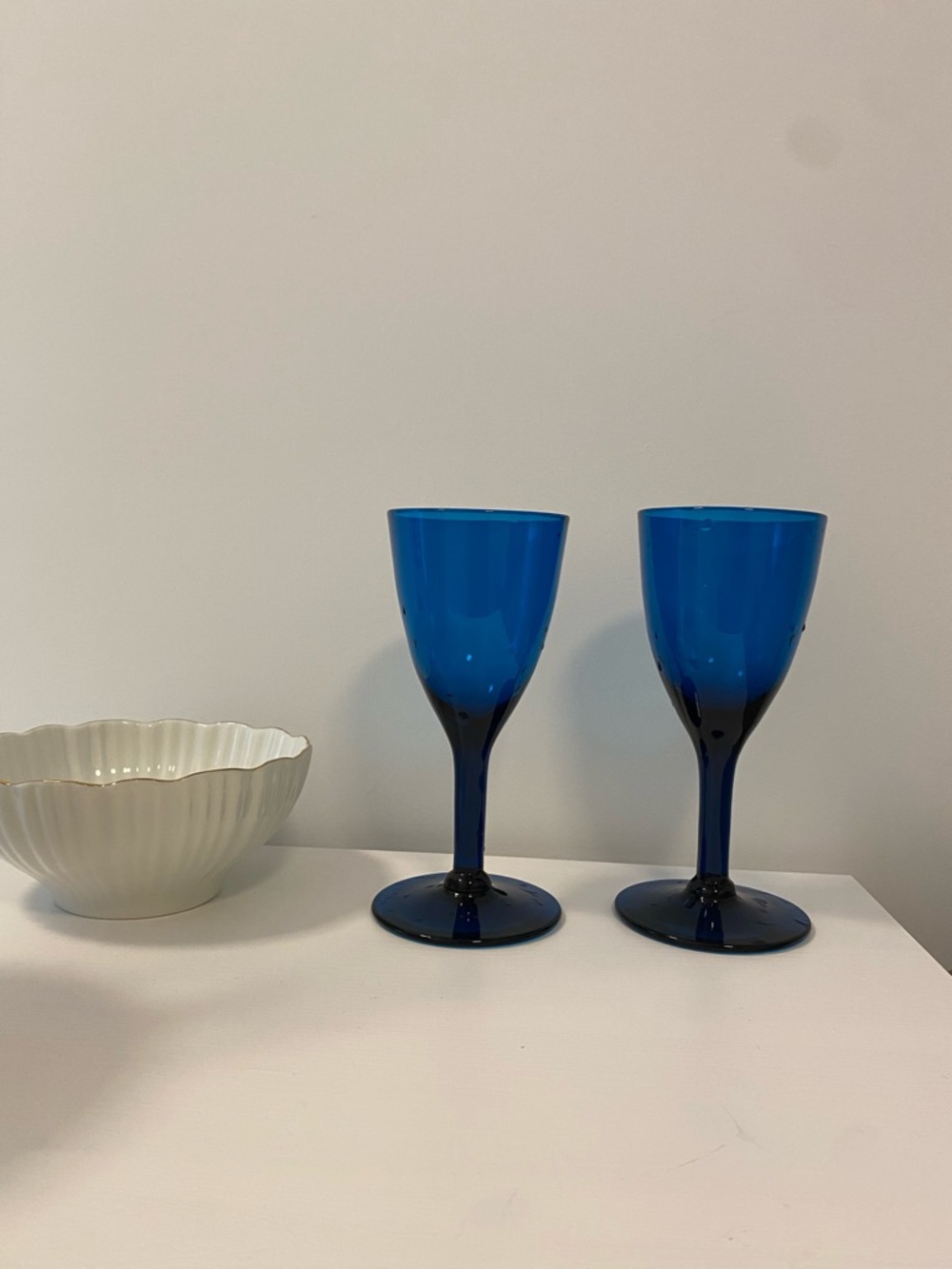 Cobalt Blue Glass Wine Goblets - Set of 2